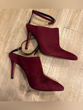 Messeca New York Women's Burgundy Suede Pointed-Toe High Heels w/ Ankle Strap 8